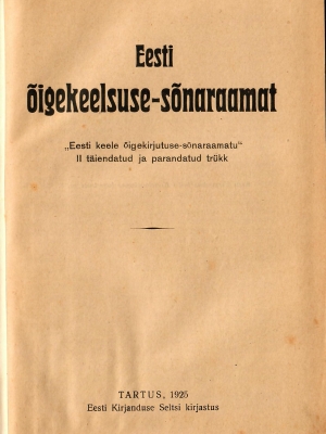Eesti õigekeelsuse-sõnaraamat 1925-1937. a
