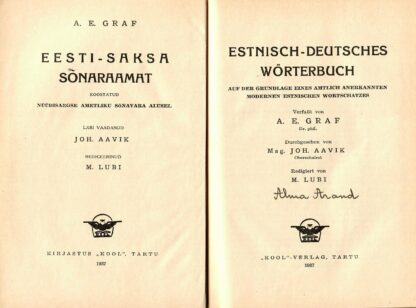 Eesti-saksa sõnaraamat Estnisch-deutsches Wörterbuch - A. E. Graf