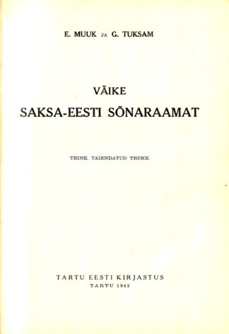 Väike Saksa-Eesti sõnaraamat - E. Muuk, G. Tuksam