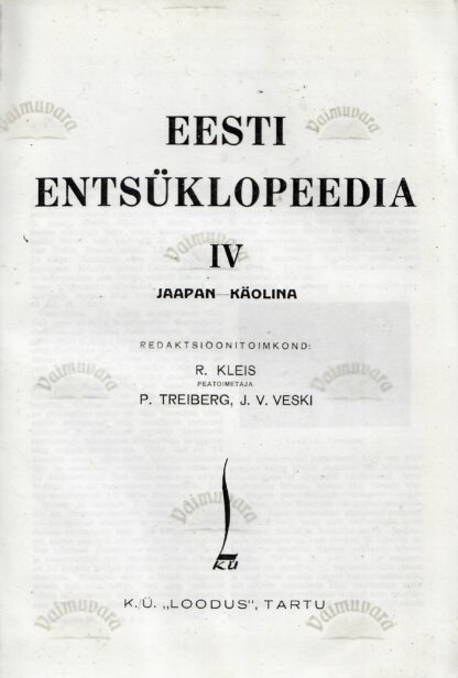 Eesti Entsüklopeedia IV köide Jaapan-Käolina