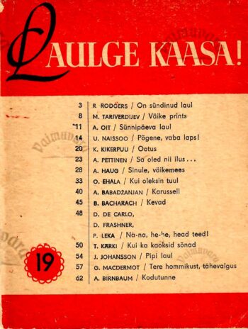 Laulge kaasa! 19 Laulge kaasa! 19