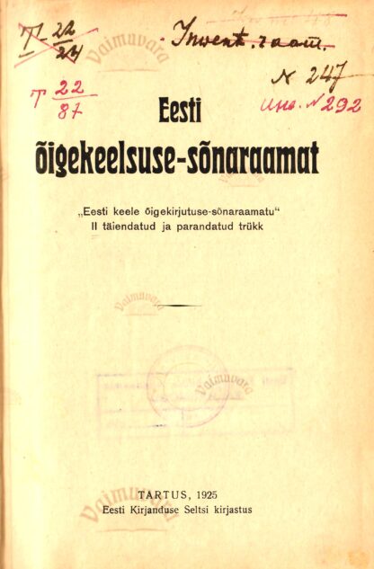 Eesti õigekeelsuse-sõnaraamat 1925